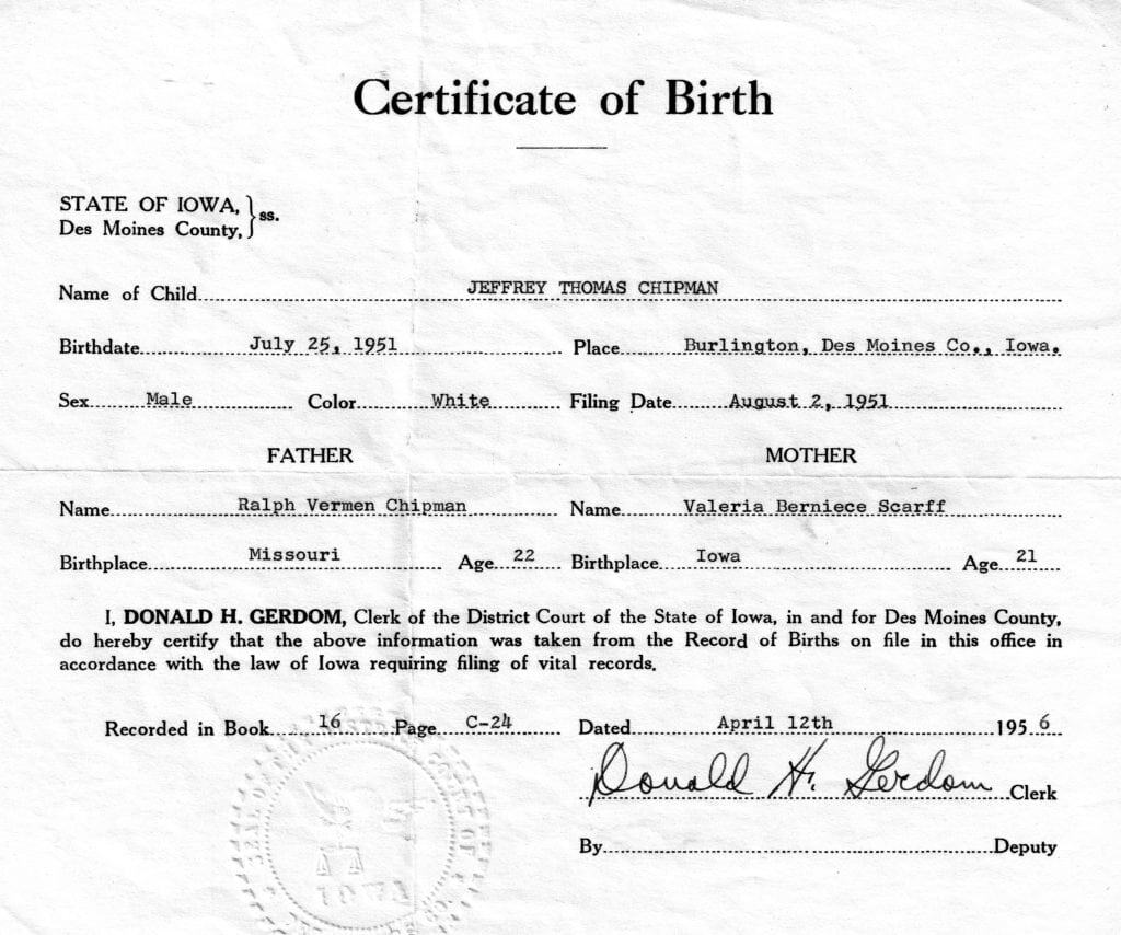certified copy of birth certificate ohio