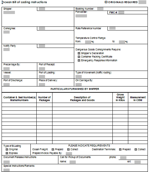 21 Free Bill Of Lading Template Word Excel Formats