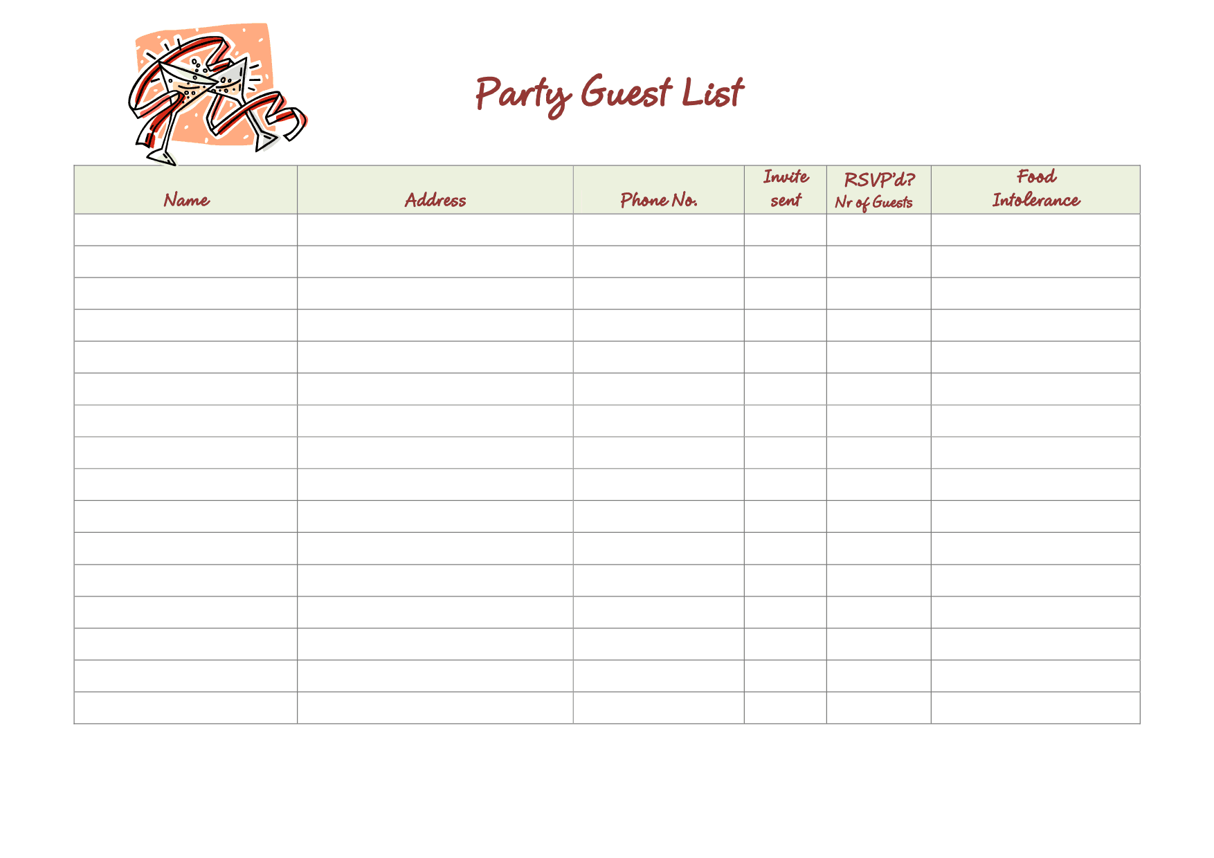 41 Free Guest List Templates Word Excel PDF Formats