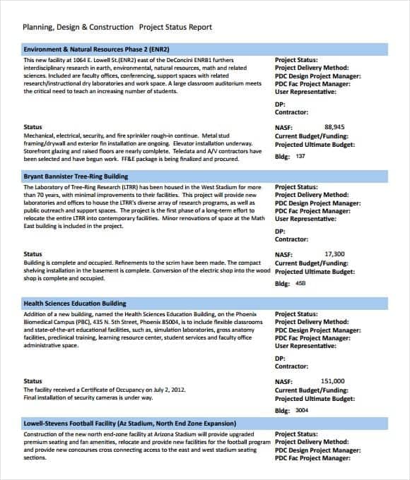 Free Project Report Template Word Excel Formats