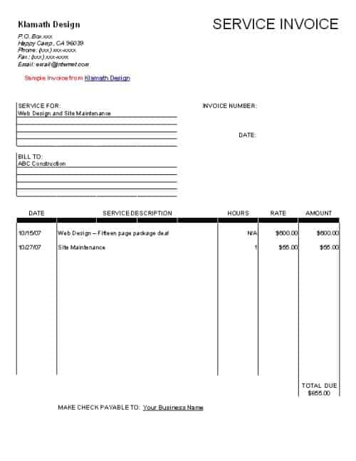 service invoice sample 141