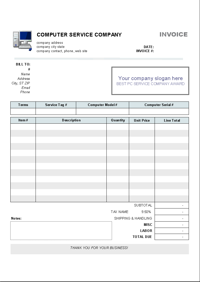 service invoice sample 2641