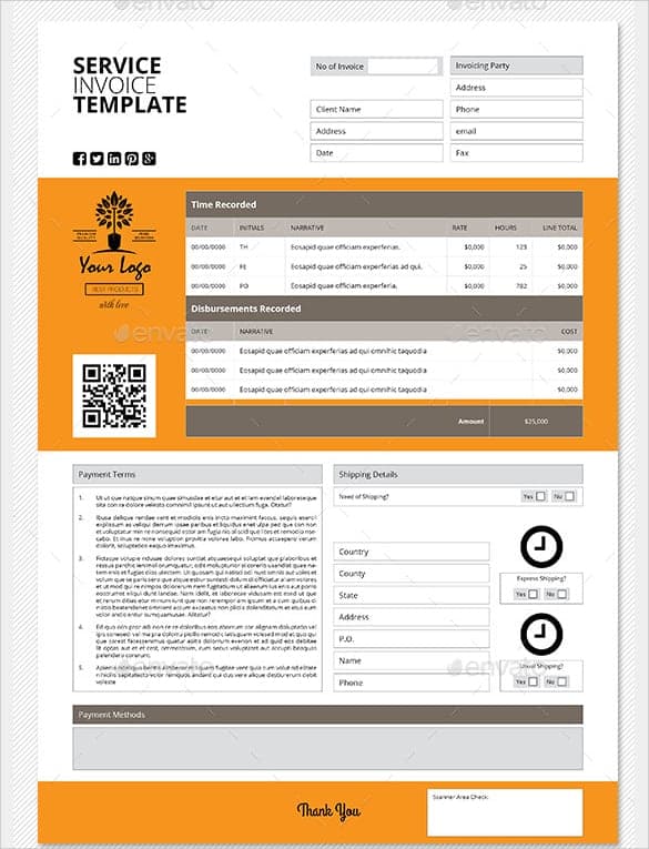 service invoice sample 541