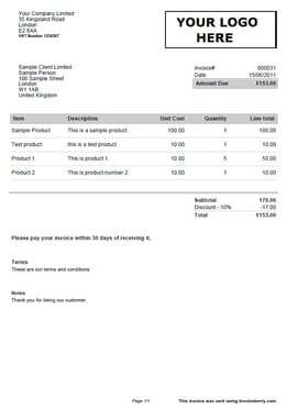 service invoice sample 8941