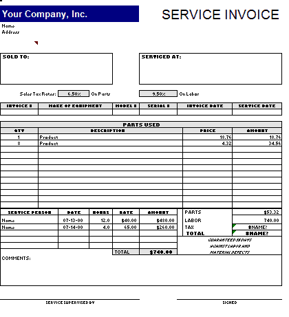 service invoice template 2941