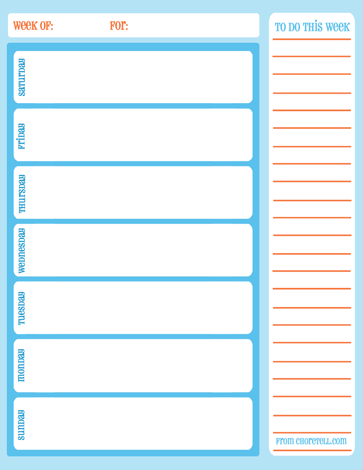 Kids Task List Template Printable