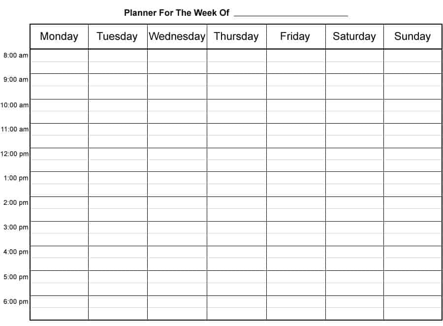 weekly schedule sample 11.641