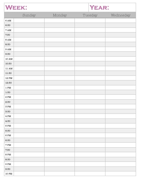 weekly schedule sample 14.641