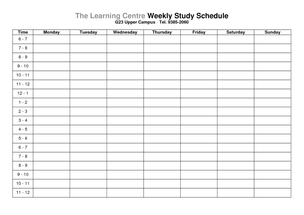 weekly schedule sample 15.641