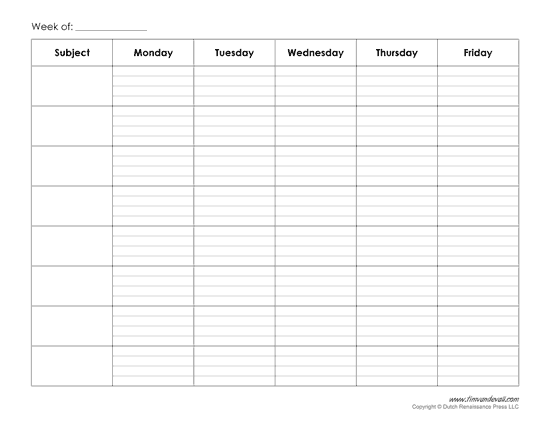 weekly schedule sample 2964