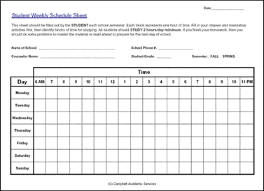 weekly schedule sample 494