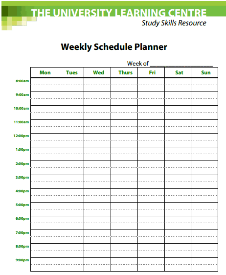 weekly schedule template 49741