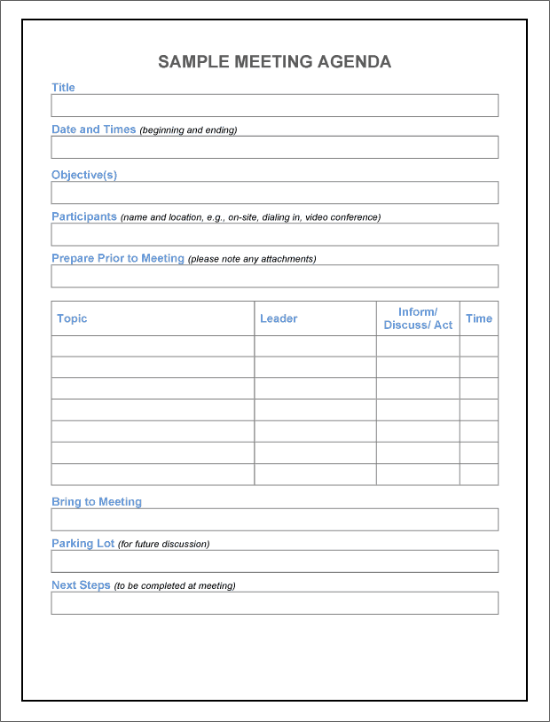 Agenda Template Word 2007 Hq Printable Documents 4492