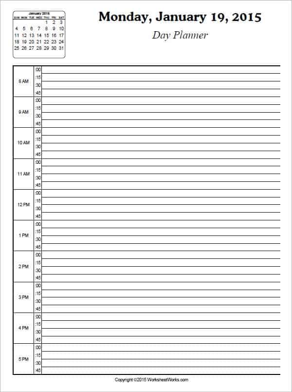 daily schedule plan template pdf