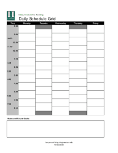 daily schedule template microsoft word