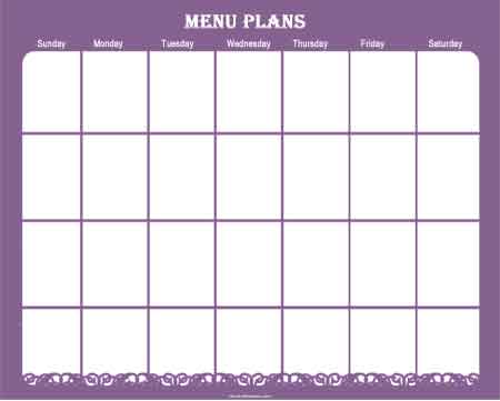 menu planner sample 9941