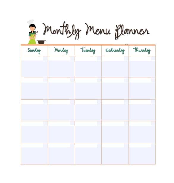 menu planner template 2641