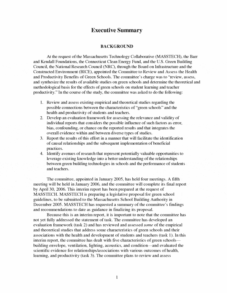 sample of executive summary for assignment