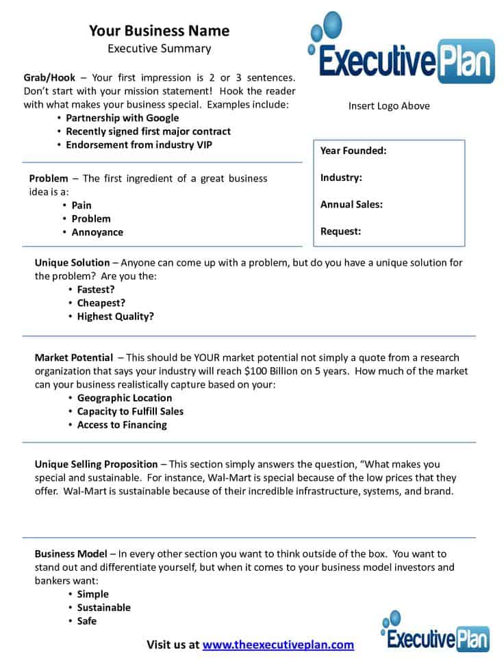 21 Free 43 Free Executive Summary Templates Word Excel Formats