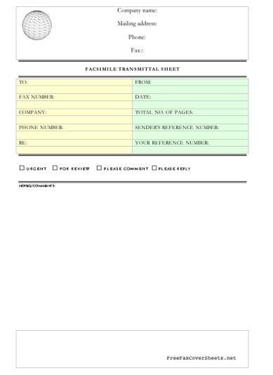 Fax Cover Sheet Templates 1244