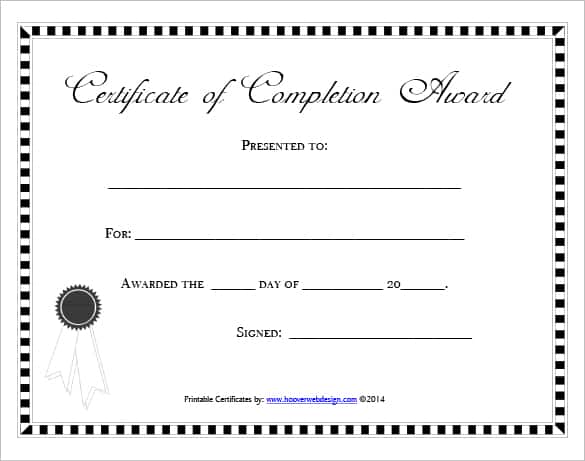 Free Certificate of Completion Template 761