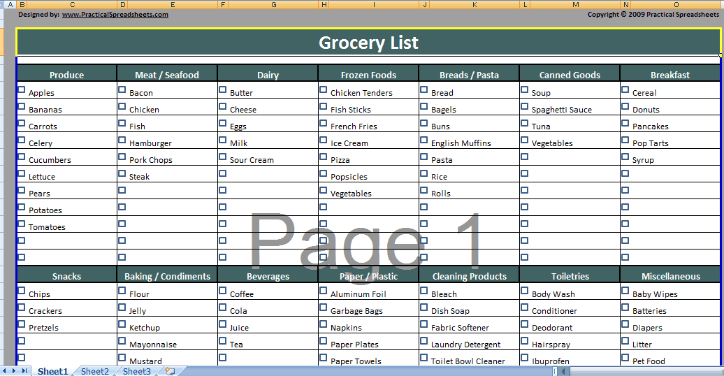 Grocery list Template 3941