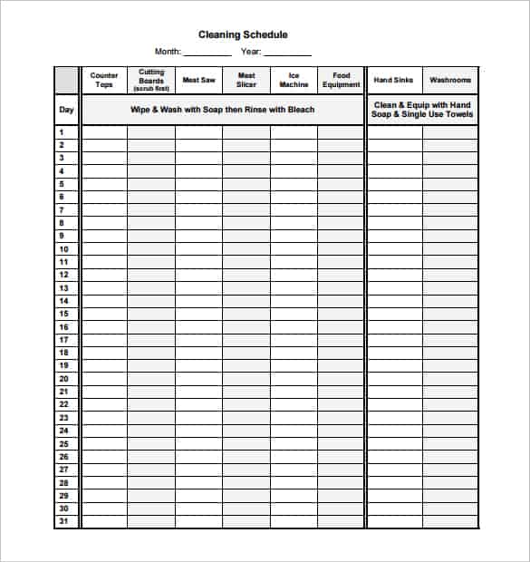 House Cleaning List Template 9413