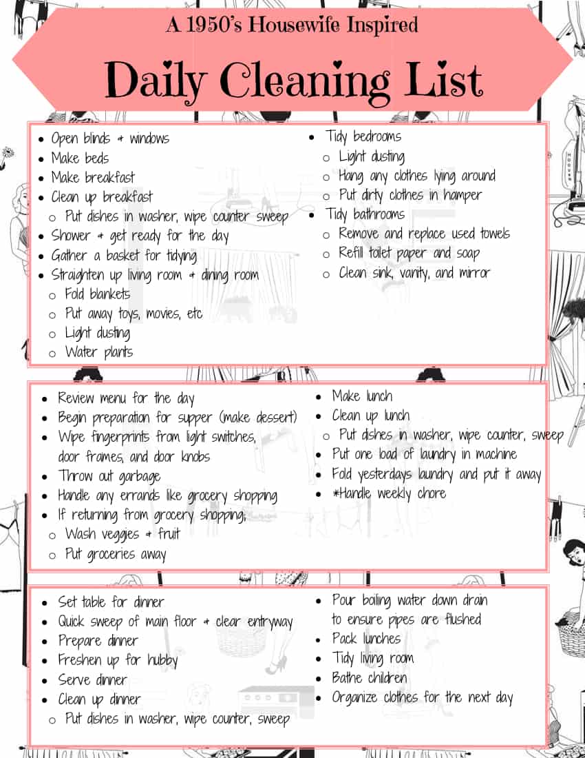 House Cleaning List example 22.641