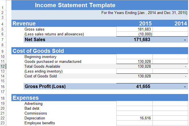 Income Statement sample 4941