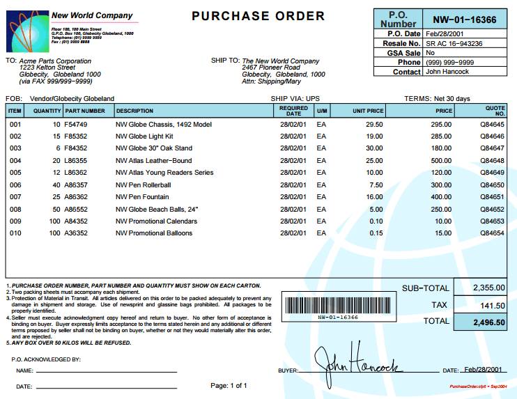 Purchase Order Templates 7941