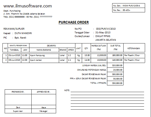 Purchase Order sample 13.461