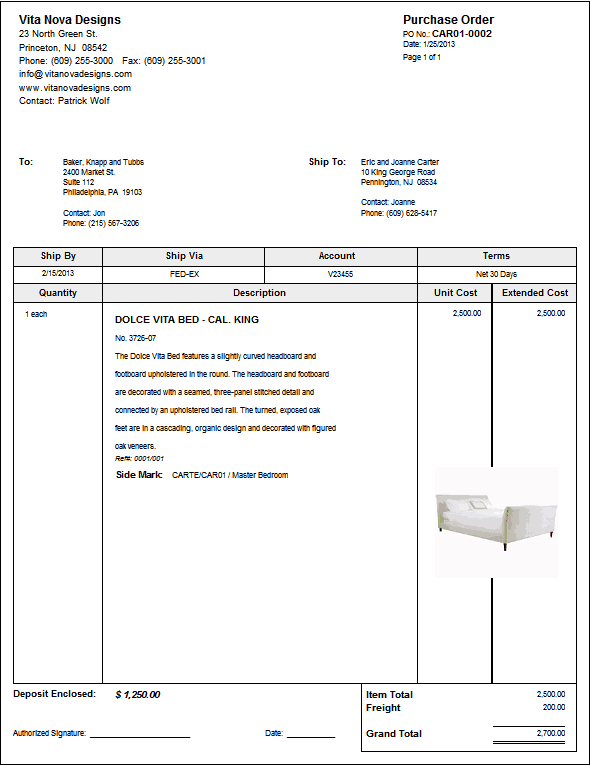 Purchase Order sample 15.6461