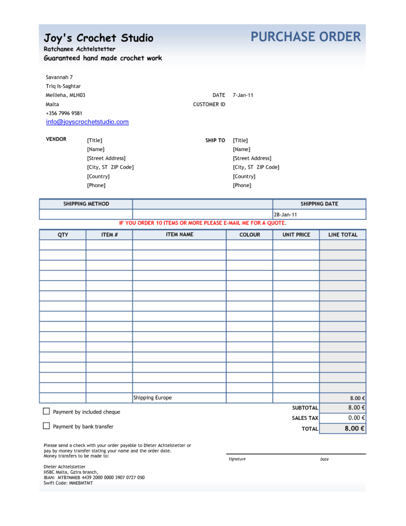 31+ Free Purchase Order Templates in Word Excel PDF