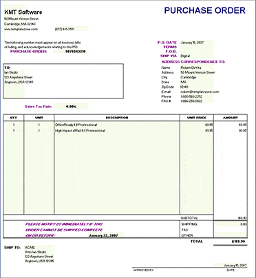 Purchase Order sample 21.64