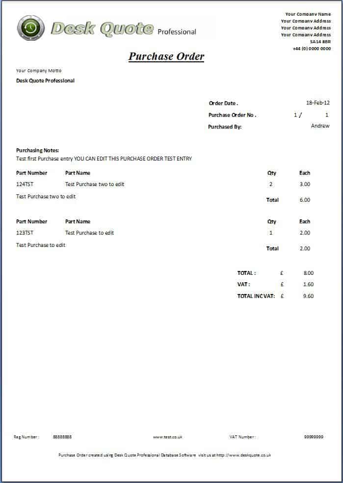 Purchase Order sample 23.641