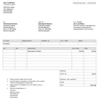 Purchase Order sample 29.64