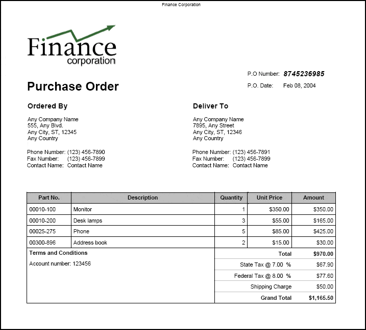 Purchase Order sample 761