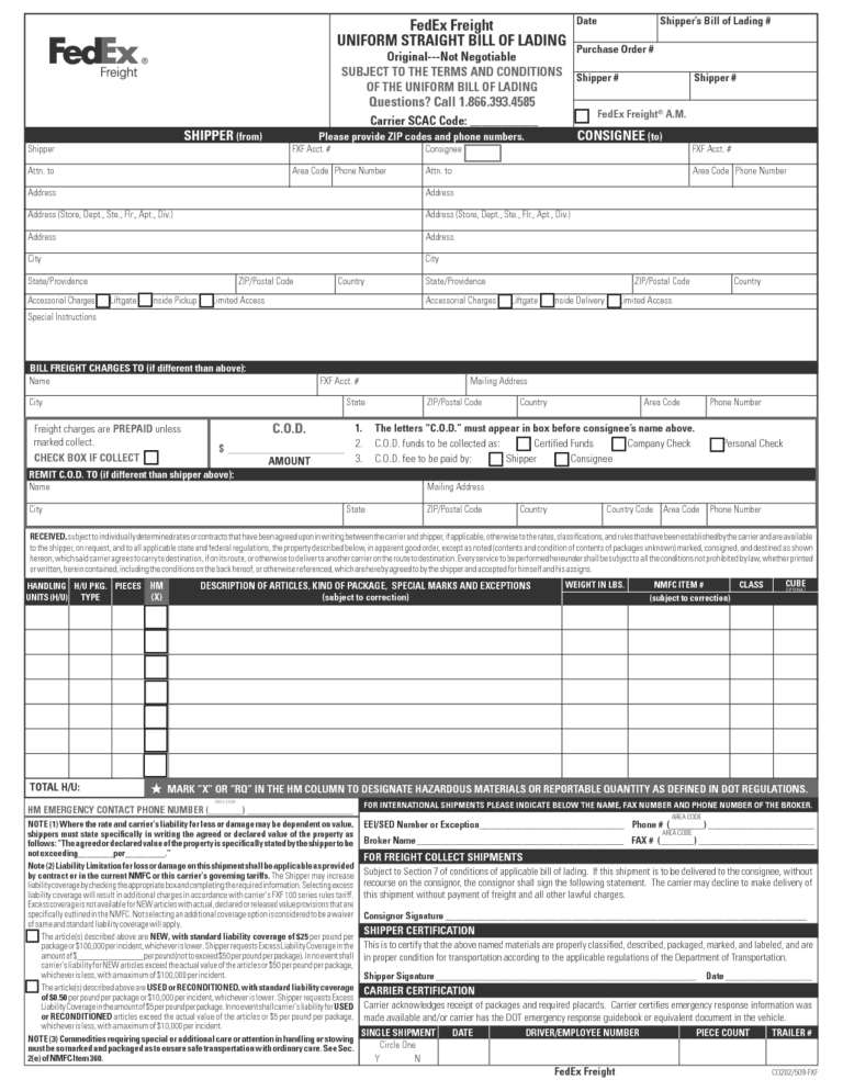 21+ Free Bill of Lading Template - Word Excel Formats