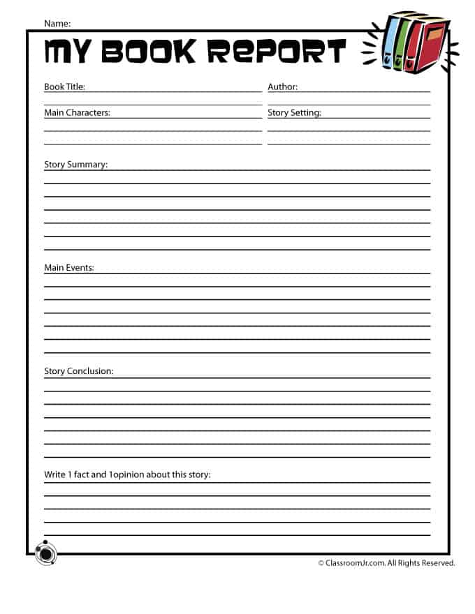 book report template year 3
