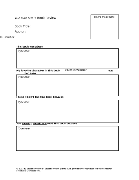 book report template 694