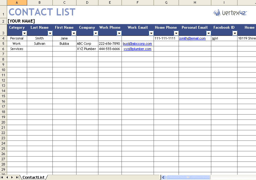Free Free Contact List Templates Word Excel Formats