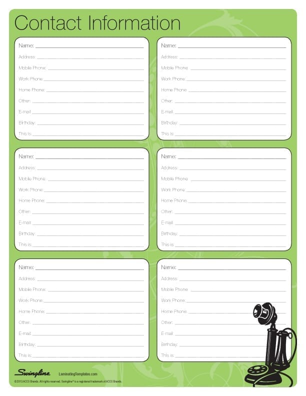 Contact List Template Free Download