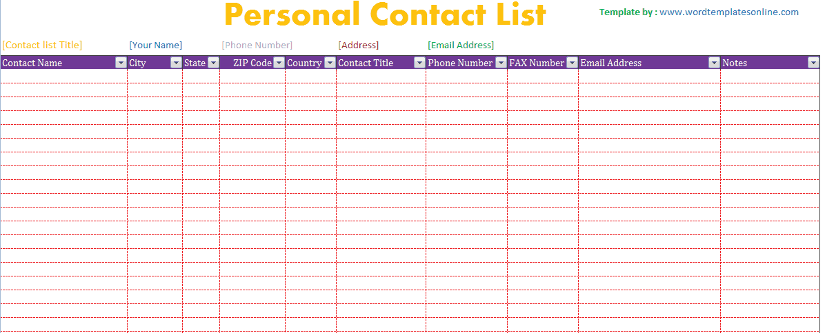 21  Free 24  Free Contact List Templates Word Excel Formats
