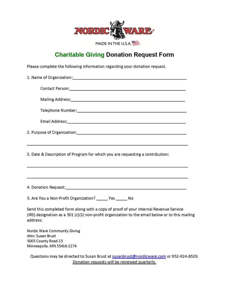 Printable Donation Form Template