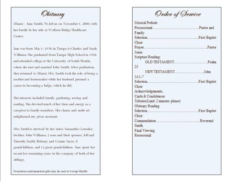 21+ Free Funeral Program Templates - Word Excel Formats