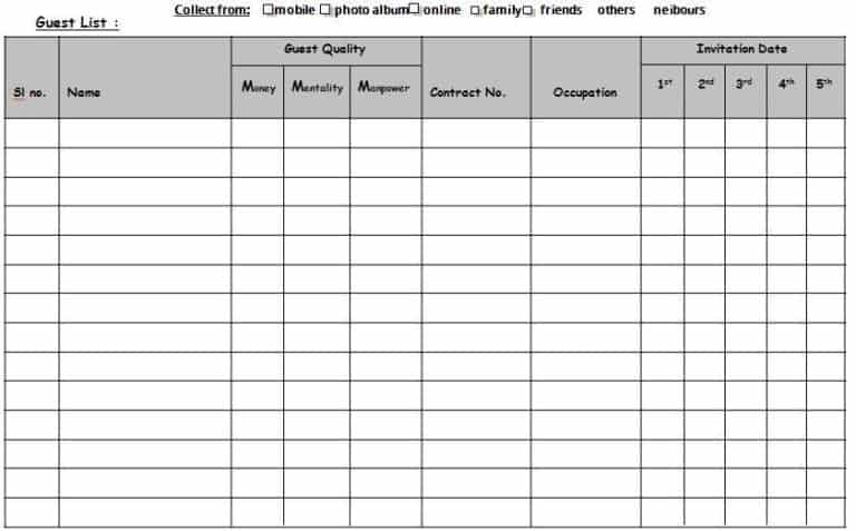 21+ Free 41 Free Guest List Templates - Word Excel Formats