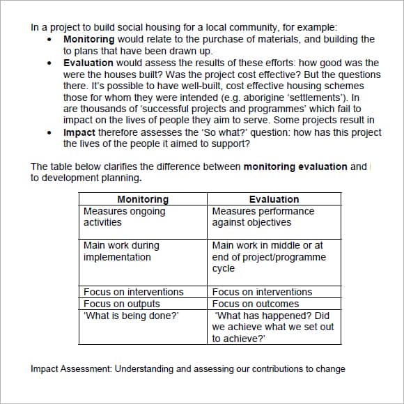 what should an impact assessment include