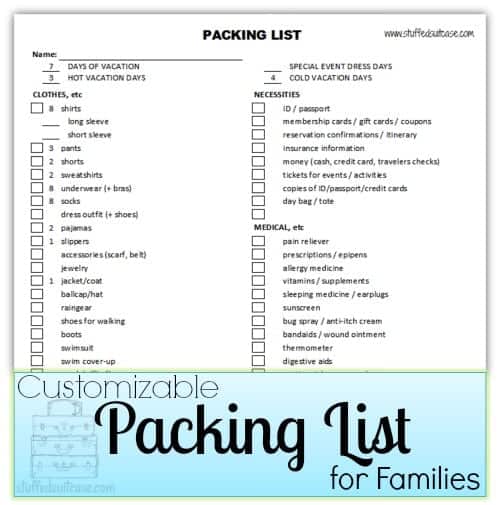 packing list sample 7941