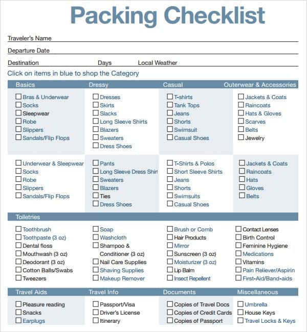 40 Awesome Printable Packing Lists College Cruise Camping Etc I 