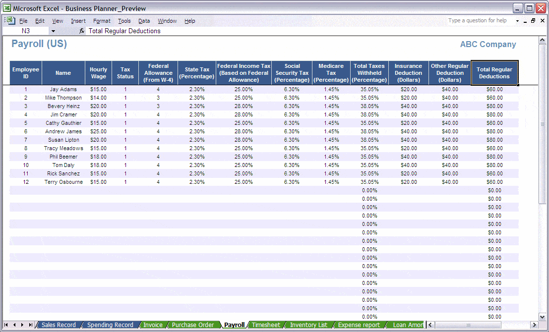 payroll sample template 12.461